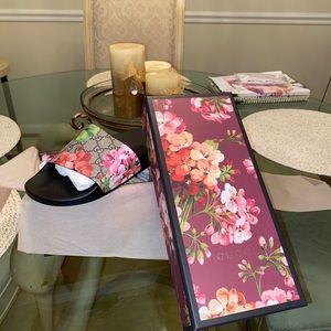 Gucci Floral Flip Flops